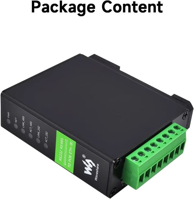Alt view image 9 of 14 - Waveshare RS232 RS485 to RJ45 Ethernet Serial Server, RS232 and RS485 Dual Channels Independent Operation, Dual Ethernet Ports, PoE Network Port
