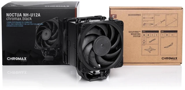 Alt view image 9 of 14 - Noctua NH-U12A chromax.black, 120mm Single-Tower CPU Cooler (Black)