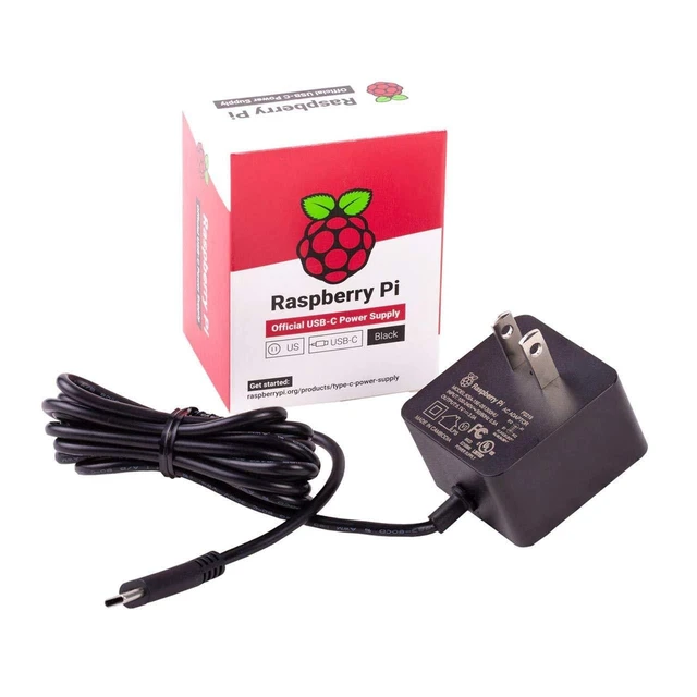 Alt view image 3 of 3 - Raspberry Pi 15W USB-C Power Supply US - Black