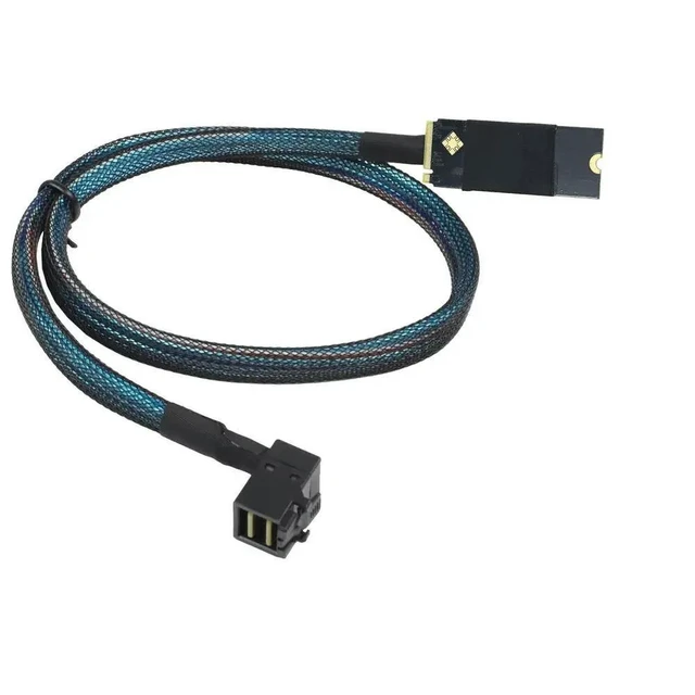 Alt view image 2 of 2 - M.2(M-Key) NVME SFF-8643 to 90 Degree SAS SFF-8643 Server Connection Cable
