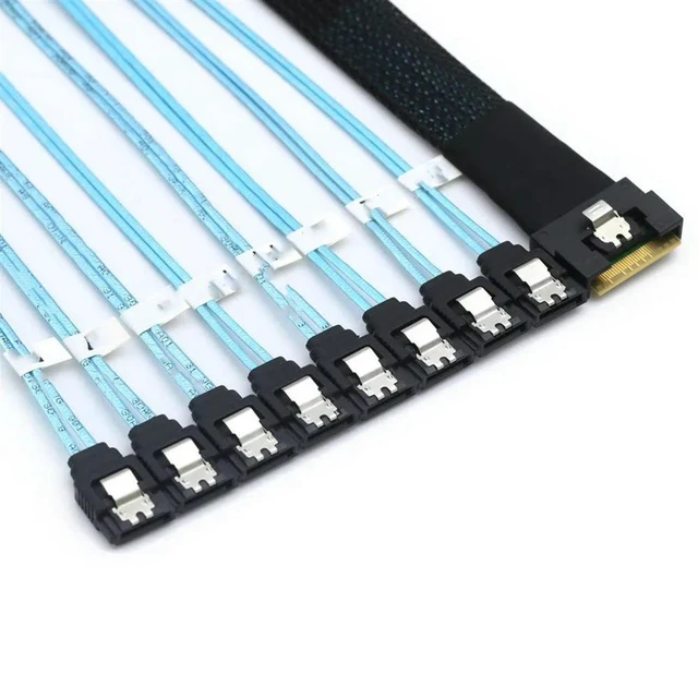 Alt view image 2 of 2 - PCI-E SAS SFF-8654 8I To 8 Ports SATA hard drive conversion cable