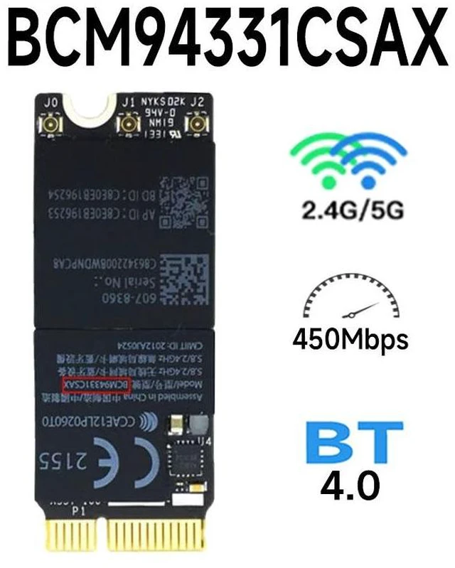 Alt view image 4 of 6 - Broadcom Bcm94331csax Bcm94331csdax Bcm4331 Bluetooth Wireless Wifi Card Module 802.11 N for Laptop A1398