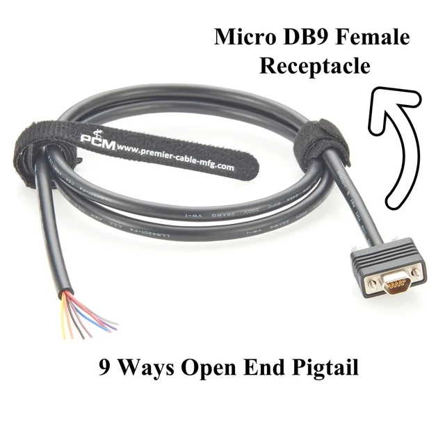 Alt view image 8 of 12 - Micro DB9 Female to Open Free End Cable Micro-D 9 Pin Serial Pigtail Cable Compatible with 834219044 (1.6M)