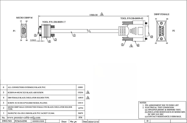 Alt view image 14 of 14 - Micro DB9 to DB9 Female RS232 Serial Cable Micro D 9 Pin Null Modem Cable Compatible with 038-003-084, 834219041 (1.5M/5FT)