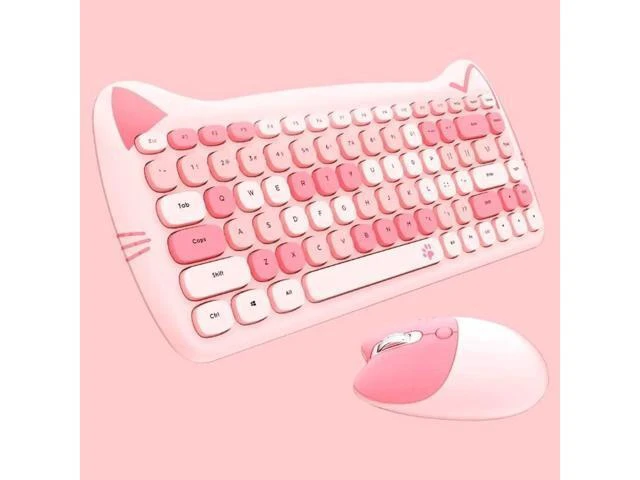 Alt view image 5 of 8 - Cute Cat Keyboard and Mouse Combo, 2.4G Wireless Keyboard and Mouse Set, Compatible with Notebook, PC,Laptop,Tablet,Computer Windows(Multicolor Pink)