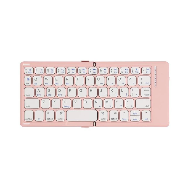 Alt view image 5 of 8 - New dual-fold Bluetoth keyboard, combined with makeup miror, portable, mini,ultra-thin, suitable for mobile phones, tablets, uniersal folding keyboard