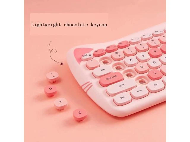Alt view image 7 of 8 - Cute Cat Keyboard and Mouse Combo, 2.4G Wireless Keyboard and Mouse Set, Compatible with Notebook, PC,Laptop,Tablet,Computer Windows(Multicolor Pink)