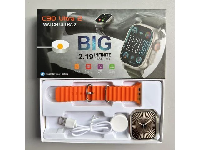 Alt view image 7 of 12 - New Watch 10 Ultra Smart Watch 49mm 2024 New NFC Men Women C90U Foreign Language Version - Orange