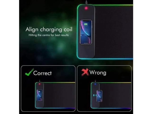 Alt view image 11 of 14 - 10W Wireless Charging RGB Gaming Mouse Pad, 800x300x4MM Extended Large LED Desk Mat, 10 Light Modes Non-Slip Rubber Base Keyboard Mousepad for Gaming