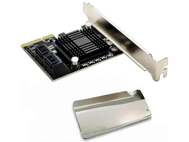 Alt view image 2 of 2 - FOR JMB585 Chip 5 Port SATA 3.0 to PCIe Expansion Card 4X Gen 3 PCI Express SATA Adapter SATA 3 Converter with Heat Sink for HDD SSD