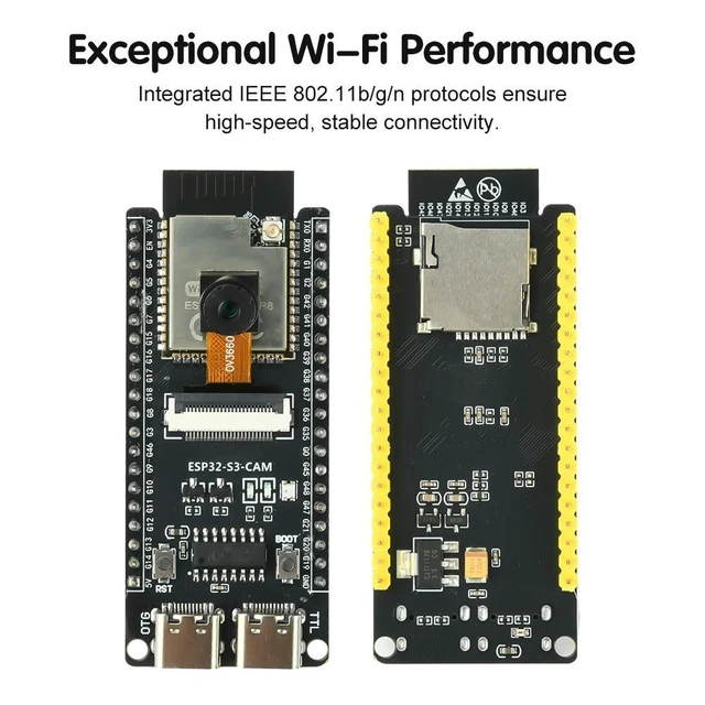 Alt view image 8 of 9 - ESP32-S3-CAM Development Board BT Core Board Onboard OV3660 Camera Module ESP32-S3-N16R8 Module CH340 Demo board Dual TypeC
