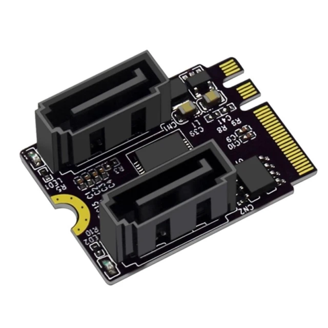 Alt view image 9 of 11 - Riser Card M.2 (A+E Key) to 2-Port SATA3.0 Expansion Card Key A+E Wifi M.2 to SATA Adapter Card Drive JMB582