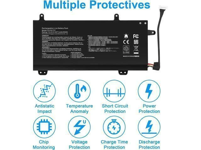 Alt view image 11 of 14 - C41N1727 Laptop Battery Replacement for Asus Zephyrus M GM501 GM501G GM501GM GM501GS ROG GU501 GU501G GU501GM GM501G-SEI006T GM501GS-EI015T GU501GM-BI7N8 GM501GM-EI005T GM501GS-EI003T 15.4V 55Wh