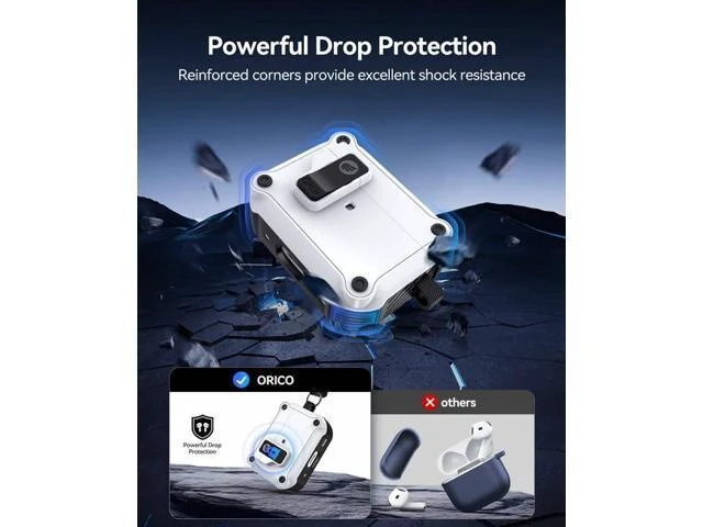 Alt view image 10 of 14 - for Airpods Pro 2 Protective Cases Automatic Pop-up with Safety Lock Clip, Shockproof Hard Shell Cover with Keychain, Drop-Resistant for Apple AirPods-CP52P-BK