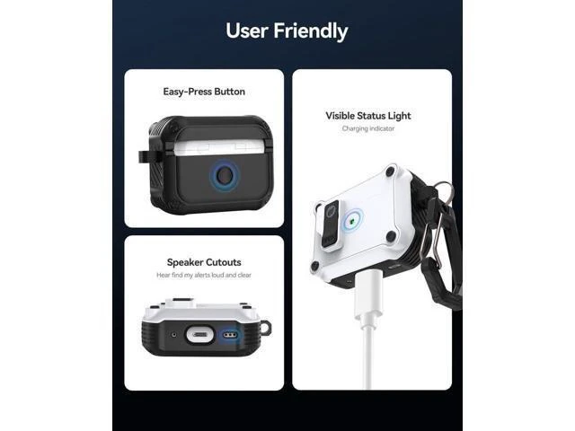Alt view image 11 of 14 - for Airpods Pro 2 Protective Cases Automatic Pop-up with Safety Lock Clip, Shockproof Hard Shell Cover with Keychain, Drop-Resistant for Apple AirPods-CP52P-BK