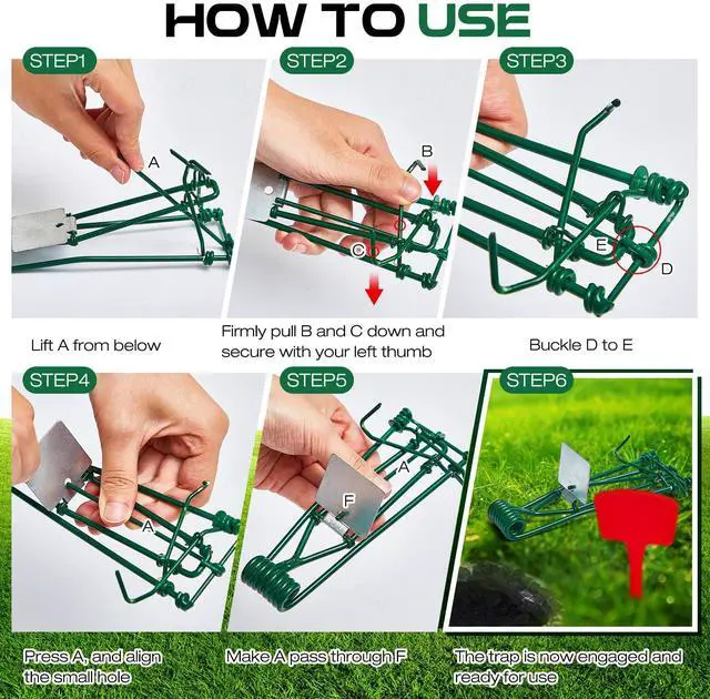 Alt view image 3 of 7 - Outdoor Gopher Trap Easy to Set Mole Trap Bulk Weather Resistant Gopher Killer Vole with Red T Type Labels for Lawn Garden Farm Grass Yard Protection (Green)