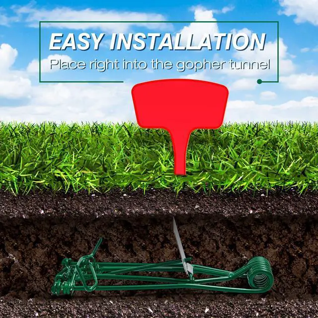 Alt view image 6 of 7 - Outdoor Gopher Trap Easy to Set Mole Trap Bulk Weather Resistant Gopher Killer Vole with Red T Type Labels for Lawn Garden Farm Grass Yard Protection (Green)