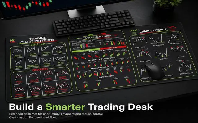 Alt view image 2 of 7 - Stock Market Invest Day Trader Trading Mouse Pad Chart Patterns Cheat Sheet, Large Computer Mouse Pad for Home Office, Desk Mat with Stitched Edges 31.5"*11.8"*0.12in
