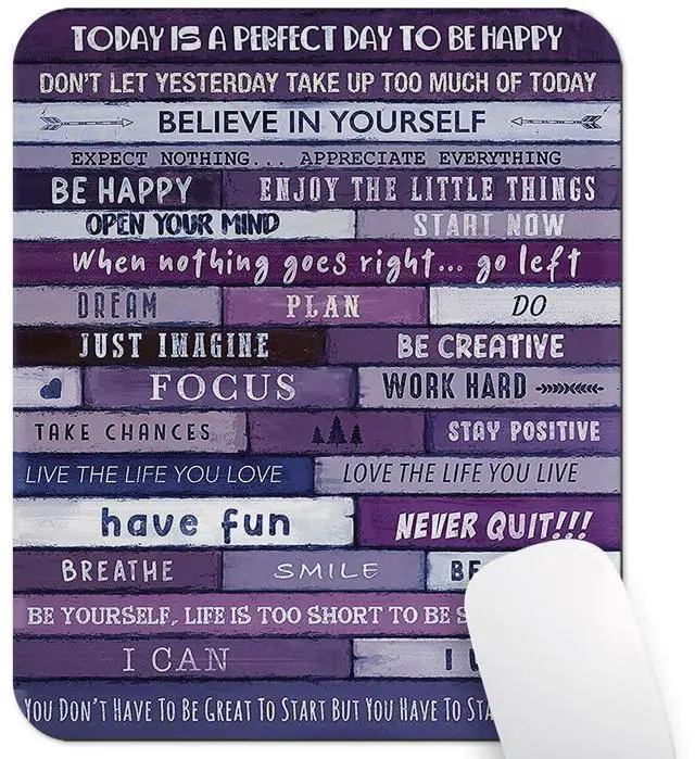 Main image of Today is A Perfect Day Inspirational Quote Mouse Pad, Purple Blue Desk Mat