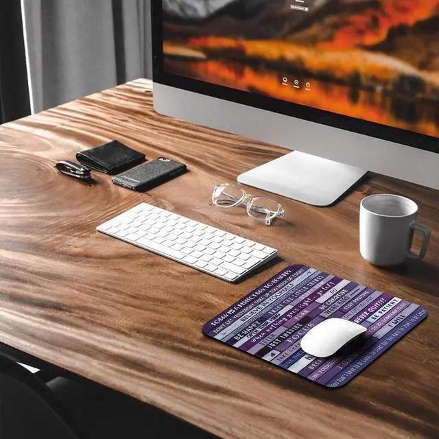 Alt view image 6 of 6 - Today is A Perfect Day Inspirational Quote Mouse Pad, Purple Blue Desk Mat