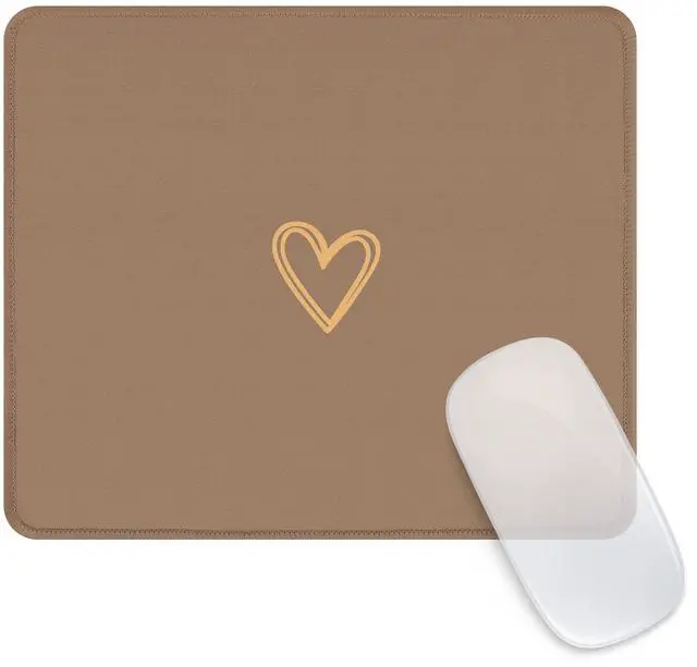 Main image of Square Aesthetic Cute Heart Mouse Pad,Office Home Personalized Mouse Mat Design,Waterproof Funny Mousepad,Non-Slip Rubber Base Computer Mouse Pads for Wireless Mouse,Brown