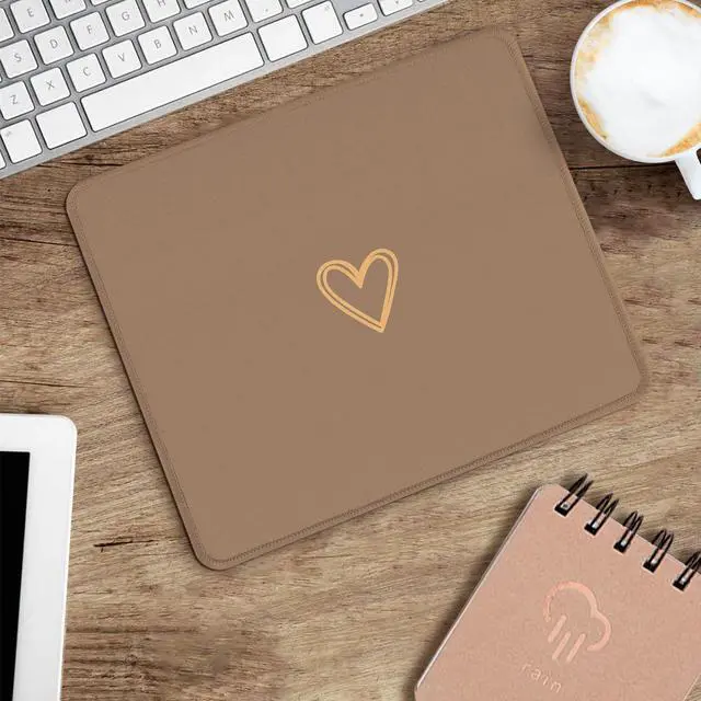 Alt view image 5 of 7 - Square Aesthetic Cute Heart Mouse Pad,Office Home Personalized Mouse Mat Design,Waterproof Funny Mousepad,Non-Slip Rubber Base Computer Mouse Pads for Wireless Mouse,Brown