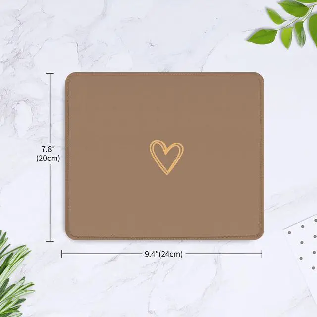 Alt view image 7 of 7 - Square Aesthetic Cute Heart Mouse Pad,Office Home Personalized Mouse Mat Design,Waterproof Funny Mousepad,Non-Slip Rubber Base Computer Mouse Pads for Wireless Mouse,Brown