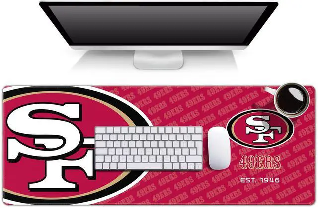 Main image of San Francisco 49ers Officially-Licensed Logo Series Desk Pad SMU - Water and Stain Resistant, Heavy-Duty Non-Slip Rubber Backing - Computer and Keyboard