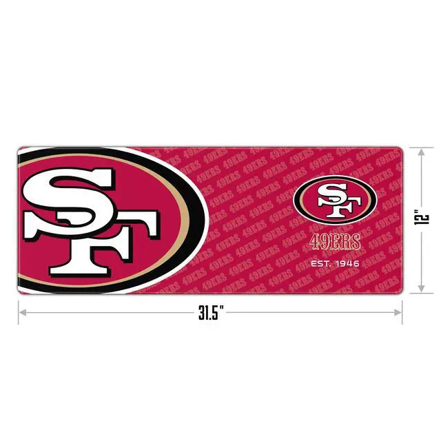 Alt view image 2 of 7 - San Francisco 49ers Officially-Licensed Logo Series Desk Pad SMU - Water and Stain Resistant, Heavy-Duty Non-Slip Rubber Backing - Computer and Keyboard