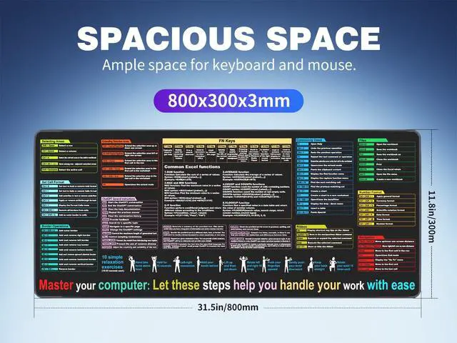 Alt view image 2 of 7 - Excel Cheat Sheet Desk padContains 9 Major Excel Function modules XL Size