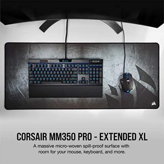 Alt view image 2 of 7 - Extended XL Premium Spill-Proof Cloth Gaming Mouse Pad 36.6 Width x 15.7 Height Surface Black/Gray