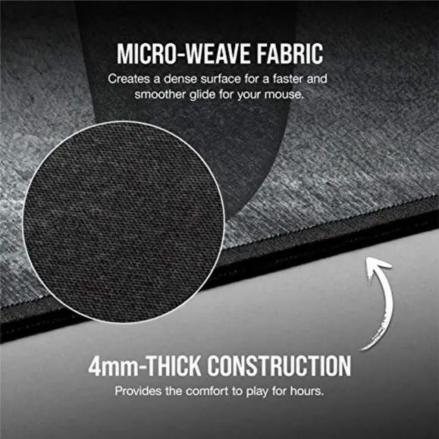 Alt view image 4 of 7 - Extended XL Premium Spill-Proof Cloth Gaming Mouse Pad 36.6 Width x 15.7 Height Surface Black/Gray