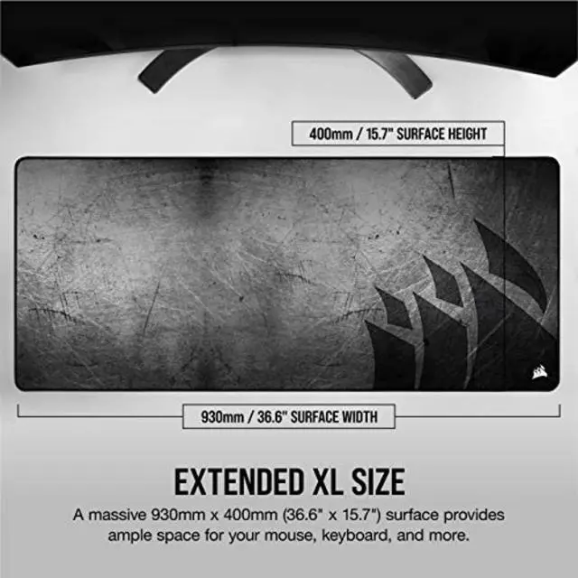 Alt view image 5 of 7 - Extended XL Premium Spill-Proof Cloth Gaming Mouse Pad 36.6 Width x 15.7 Height Surface Black/Gray