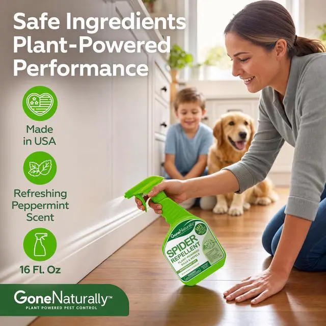 Alt view image 2 of 7 - Spider Repellent Natural Peppermint Oil Spider Spray for Indoor & Outdoor Use Spider Killer & Repellent for Home Safe Around Kids & Pets Pest Control Solution (16oz)