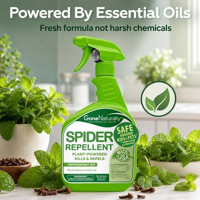 Alt view image 6 of 7 - Spider Repellent Natural Peppermint Oil Spider Spray for Indoor & Outdoor Use Spider Killer & Repellent for Home Safe Around Kids & Pets Pest Control Solution (16oz)