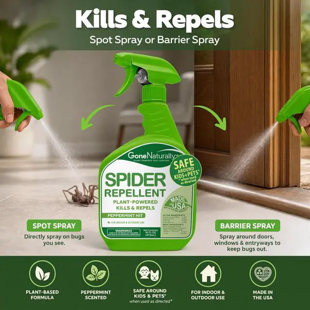 Alt view image 5 of 7 - Spider Repellent Natural Peppermint Oil Spider Spray for Indoor & Outdoor Use Spider Killer & Repellent for Home Safe Around Kids & Pets Pest Control Solution (16oz)