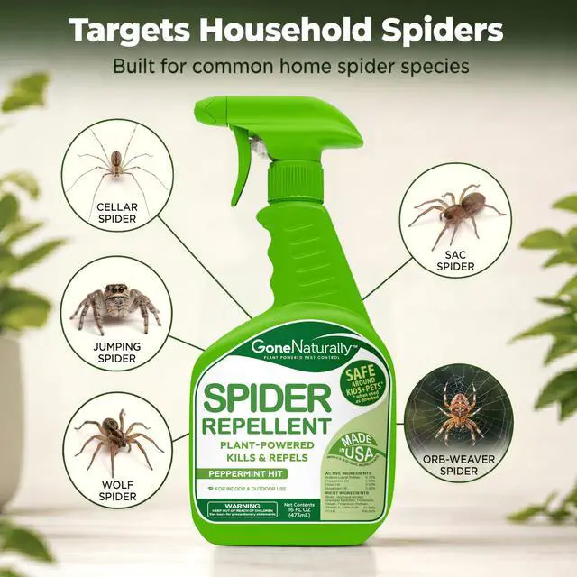 Alt view image 4 of 7 - Spider Repellent Natural Peppermint Oil Spider Spray for Indoor & Outdoor Use Spider Killer & Repellent for Home Safe Around Kids & Pets Pest Control Solution (16oz)