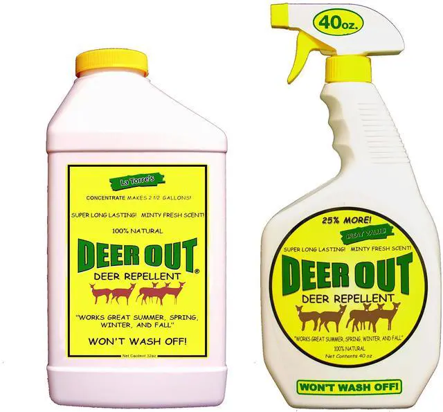 Alt view image 2 of 2 - Deer Repellent: 40oz Ready to Use Spray + 32oz Concentrate (Combo)