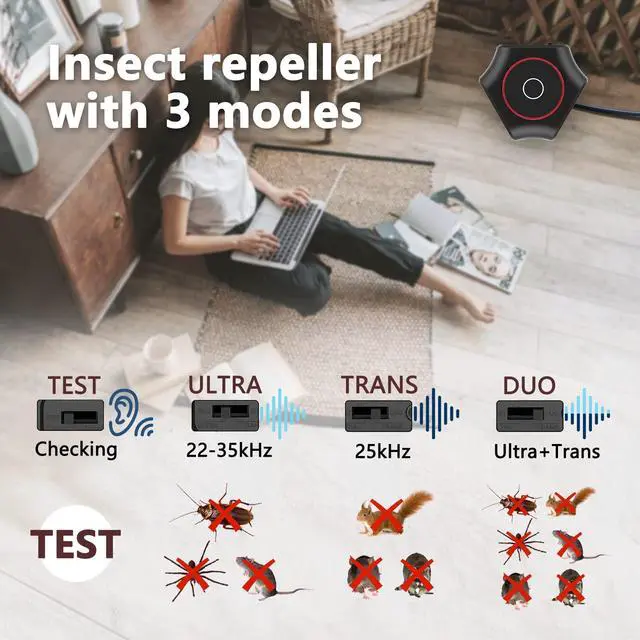 Alt view image 4 of 7 - Mice Repellent Plug-ins, Rodent Squirrels Repellent Indoor Ultrasonic Pest Rodent Repeller Mouse Deterrent Rat Control for Home Attic Garage RV