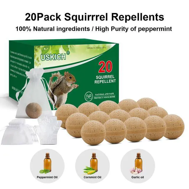 Alt view image 2 of 7 - 20Pack Squirrel Repellent Outdoor, Chipmunk Repellent Outdoor,Rodent Repellent,Squirrel Repellent for Attic and Cars Engines, Ultra Powerful Squirrel Deterrent Keep Squirrels Out of Garden