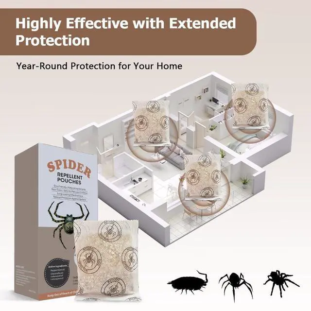 Alt view image 4 of 7 - Effective Spider Repellent for Indoor & Outdoor Pests Protection, Natural Spider Deterrent Indoor Use, Long-Lasting Spider Control for Home, Garage, Basement, and More, Safe & Easy to Use