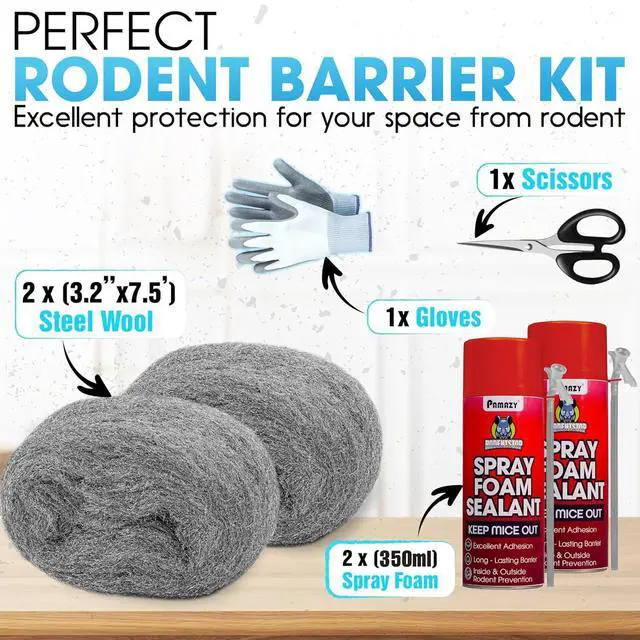 Alt view image 3 of 7 - Rodent Barrier Kit 2PCS Steel Wool+2PCS Spray Foam Hole Filler Mice Control