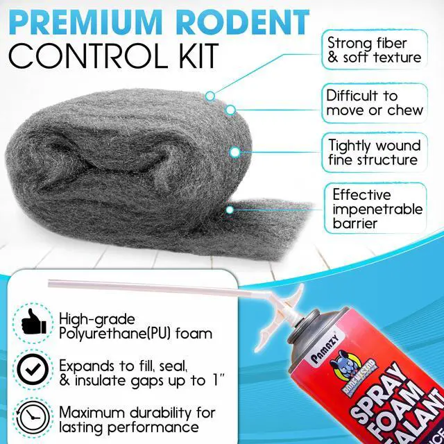 Alt view image 5 of 7 - Rodent Barrier Kit 2PCS Steel Wool+2PCS Spray Foam Hole Filler Mice Control