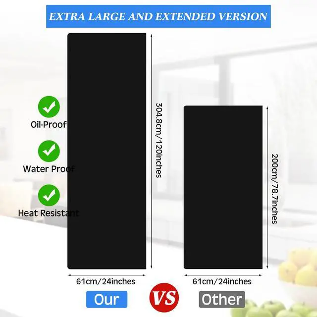 Alt view image 2 of 6 - Silicone Mats for Kitchen Counter in Roll 120'' x 24'' Nonslip Cuttable Heat Resistant Mat for Kitchen Countertop Placemat(Black)