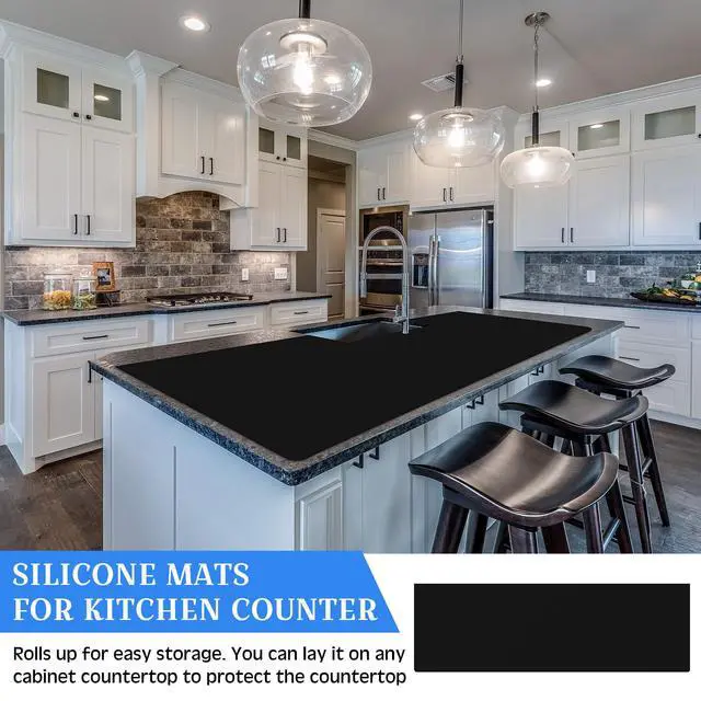 Alt view image 5 of 6 - Silicone Mats for Kitchen Counter in Roll 120'' x 24'' Nonslip Cuttable Heat Resistant Mat for Kitchen Countertop Placemat(Black)