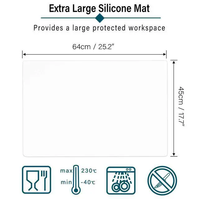 Alt view image 2 of 7 - Extra Large Transparent Silicone Mat, Countertop Protector, 25.2 x 17.7 inches Silicone Sheet for Crafts Resin Jewelry Casting Mat Pad Nonstick Table Placemat