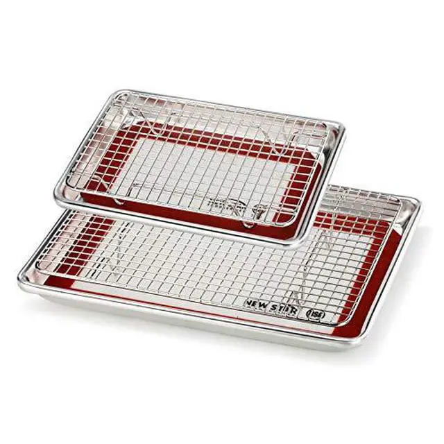 Alt view image 2 of 7 - Commercial-Grade Bun Pan/Baking Sheet, Baking Mat, Cooling Rack Combo, 1/8 and 1/4 Sizes Each