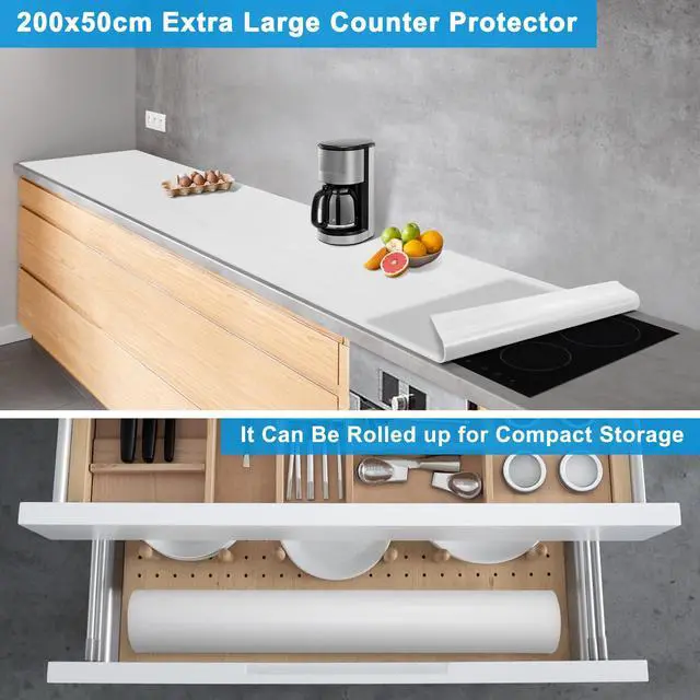 Alt view image 3 of 7 - Extra Large Silicone Mat 78.74x19.69x0.08, Multipurpose Silicone Mat Thick Heat Resistant Mat Shipped Rolled Up Kitchen Counter Mat Nonslip Silicone Mats for Kitchen Counter Translucent