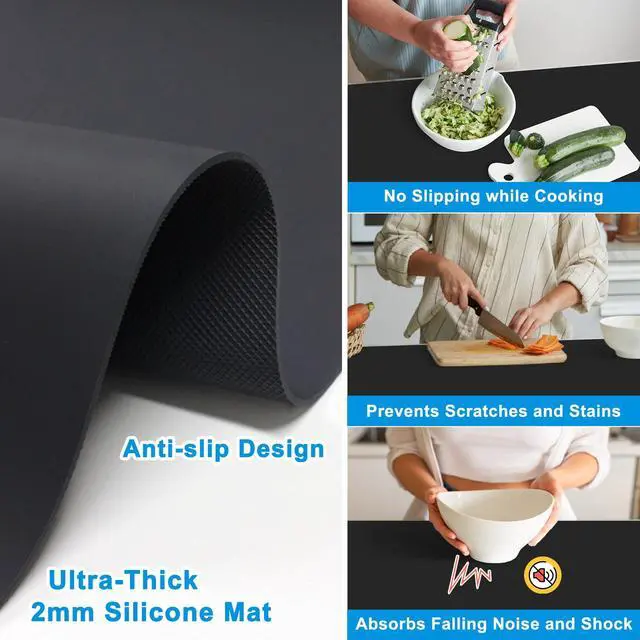 Alt view image 5 of 7 - Extra Large Silicone Mat 78.74x19.69x0.08, Multipurpose Silicone Mat Thick Heat Resistant Mat Shipped Rolled Up Kitchen Counter Mat Nonslip Silicone Mats for Kitchen Counter Translucent