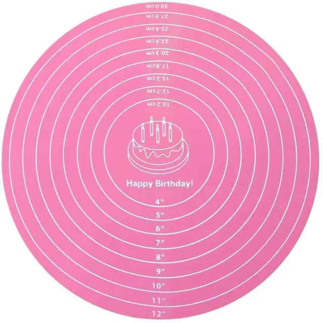 Main image of Silicone Baking Mat Cake Mat Silicone Cake Mat Silicone Baking Mat with Measurements for CakeTurntable Stand Non-Stick Heat Resistant Pastry Baking Sheet -Pink